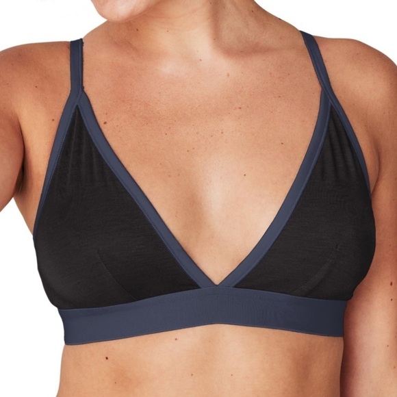 NWT Maidenform Womens Naturally Soft Triangle Bralette Black/Navy - Picture 1 of 7